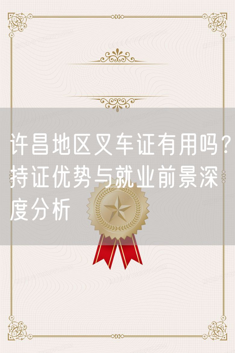 许昌地区叉车证有用吗？持证优势与就业前景深度分析